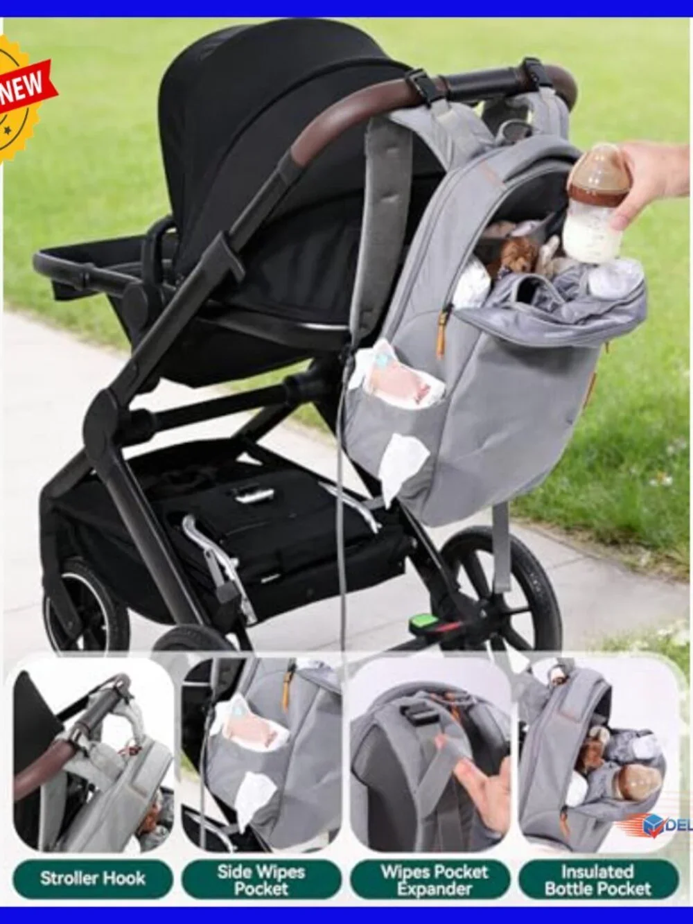 Waterproof Diaper Backpack with 15 Pockets, Insulated Bottle Holders, 20L
